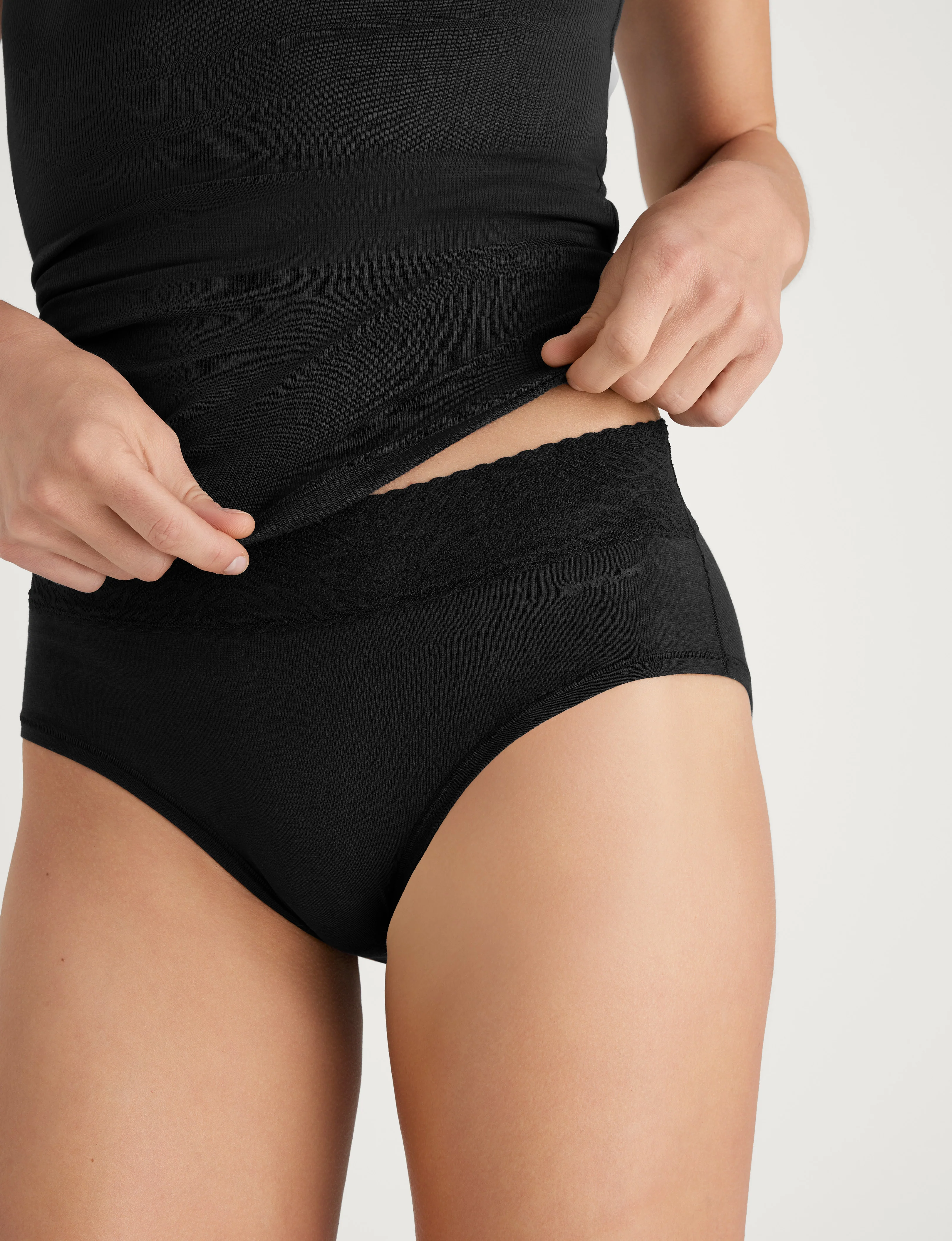 Women's Cool Cotton High Rise Brief, Lace Waist - Image 3