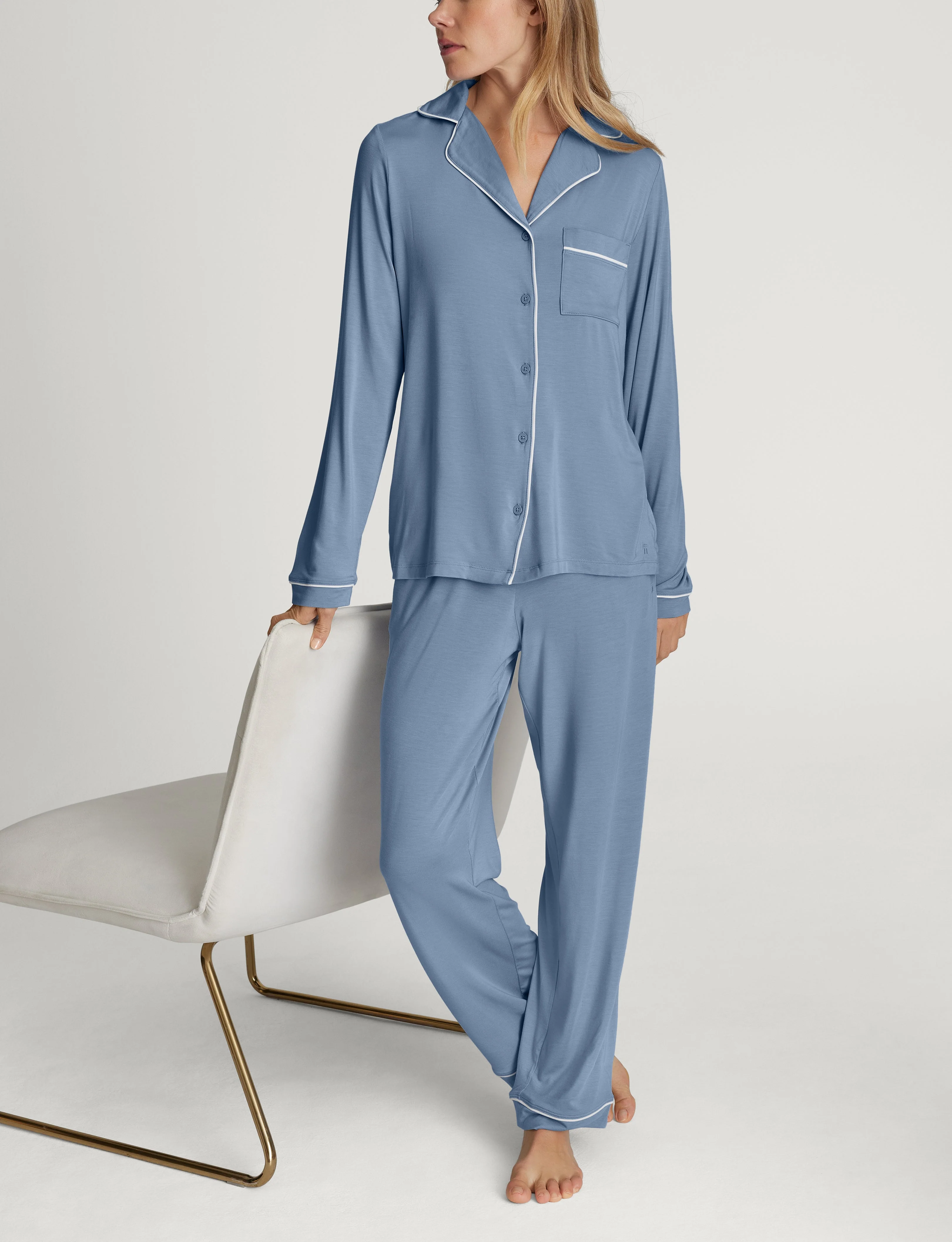 Women's Downtime Long Sleeve Pajama Top & Pant Set - Image 17
