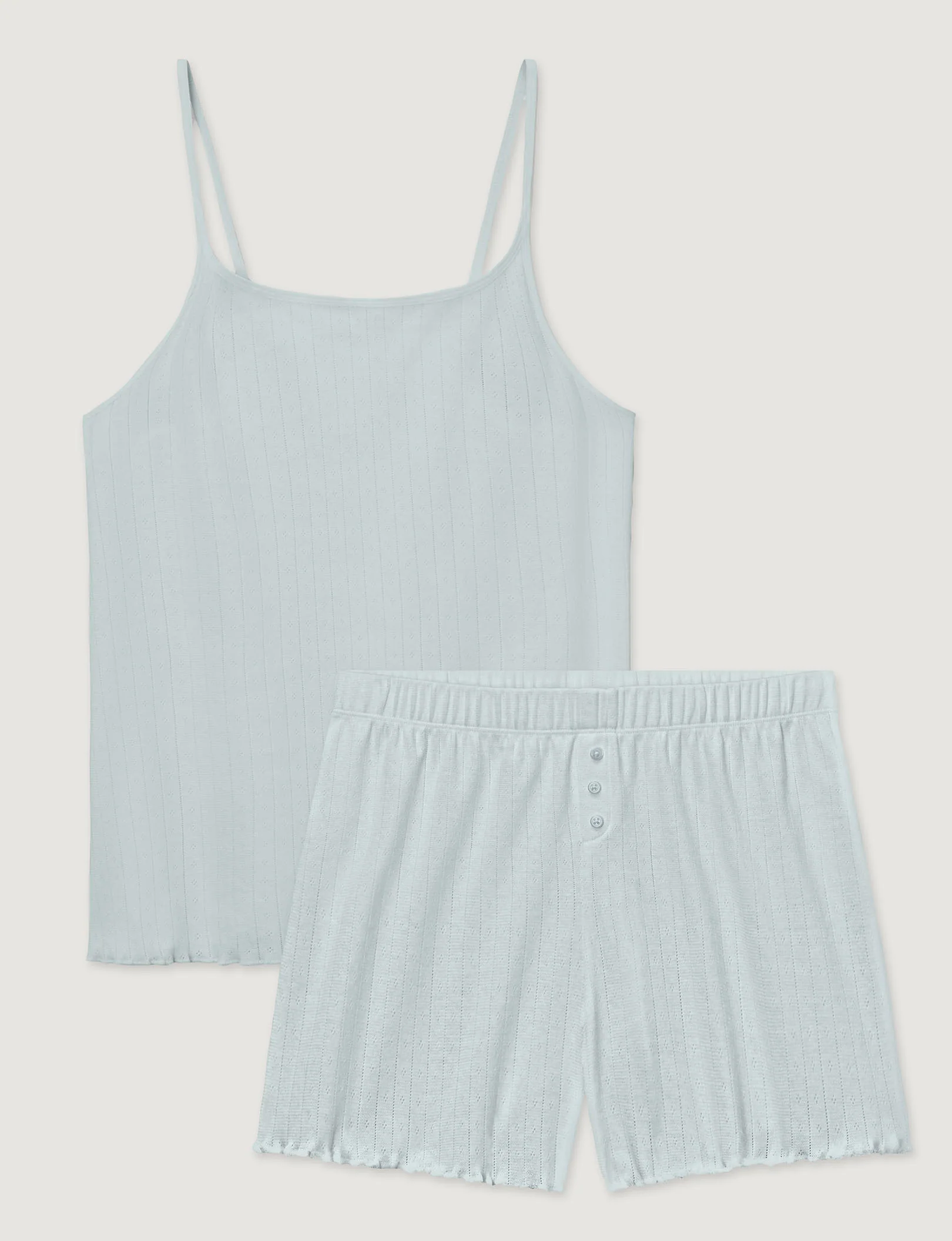 Women's Cotton Pointelle Rib Cami & Short Set - Image 3