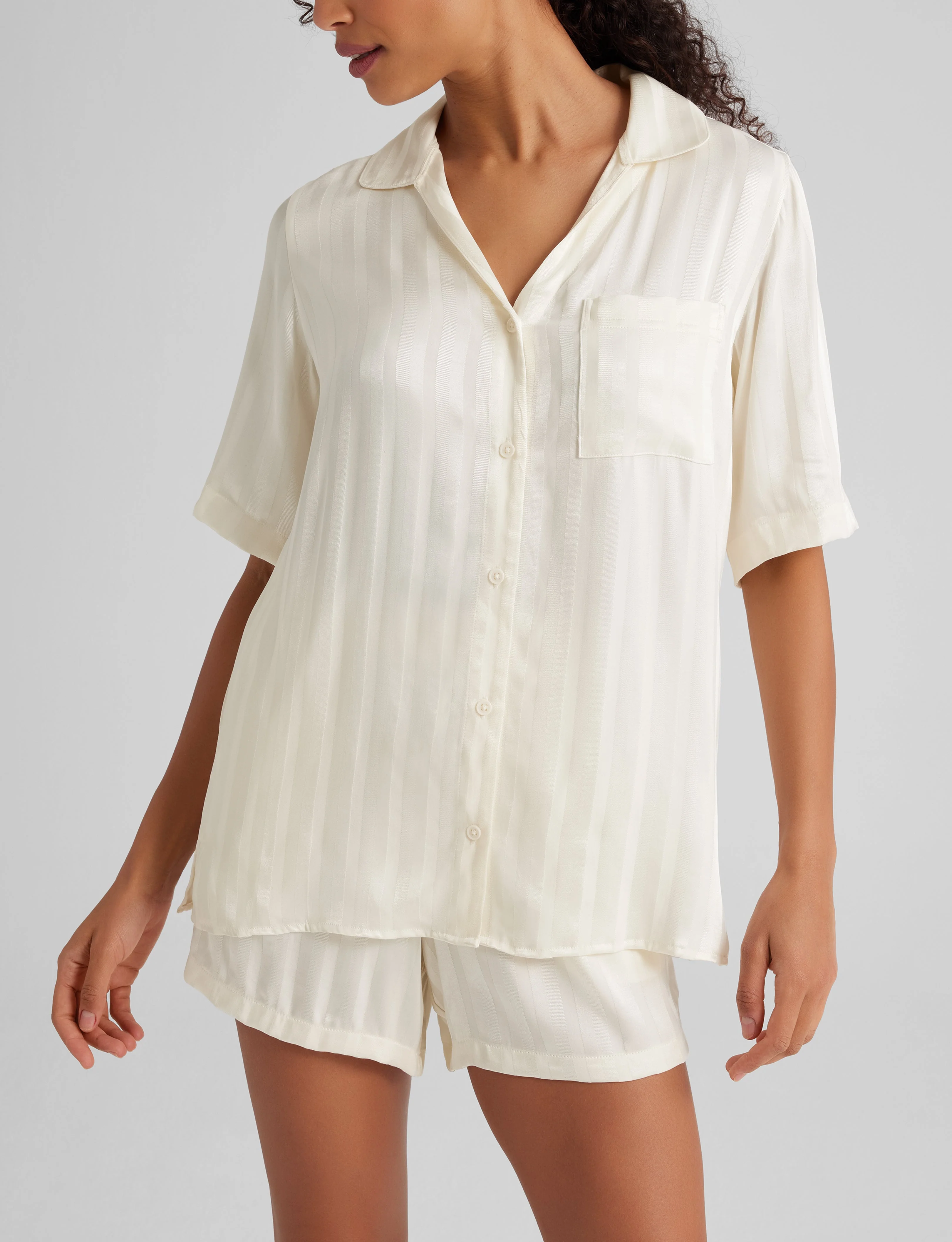 Women's Satin Jacquard Pajama Top & Short Set - Image 15